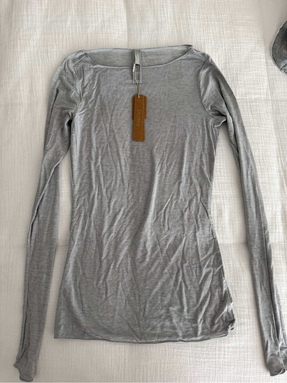 SKIMS Light Grey Long-Sleeve Crew Top